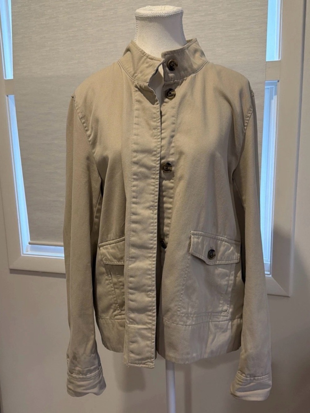 Women’s Khaki Brown Barn Chore Jacket L 100% Cotton Ann Taylor LOFT